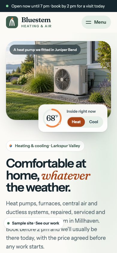 Bluestem Heating & Air on a phone