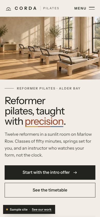 Corda Pilates on a phone