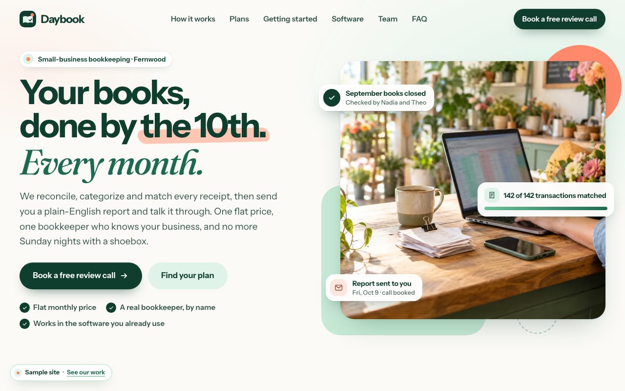 Daybook: the home page on a computer