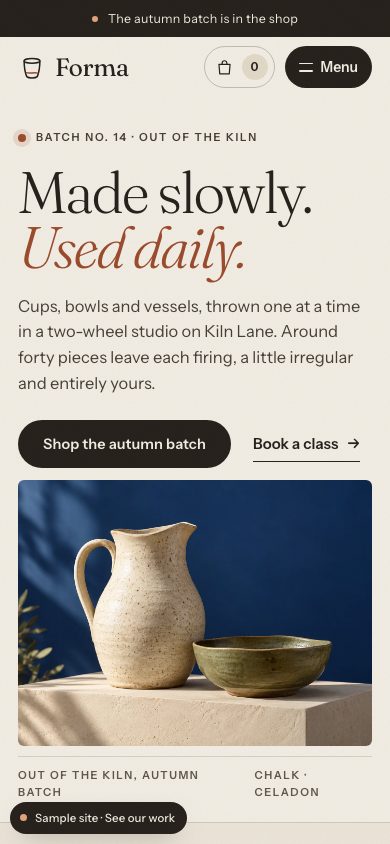 Forma Ceramics on a phone