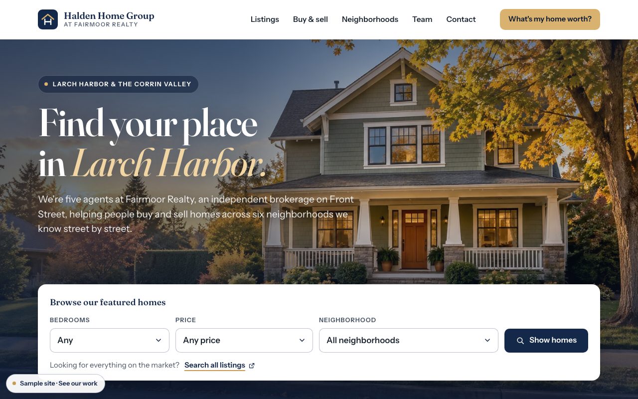 Halden Home Group: the home page on a computer