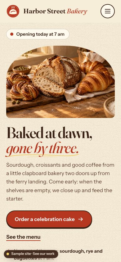Harbor Street Bakery on a phone