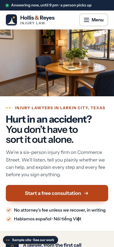 Hollis & Reyes Injury Law on a phone