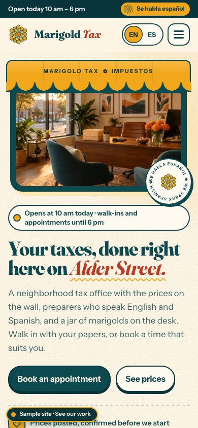 Marigold Tax on a phone