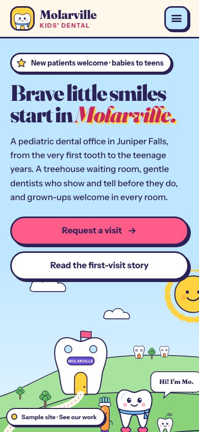 Molarville Kids' Dental on a phone