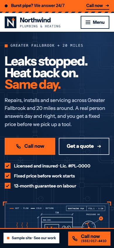 Northwind Plumbing & Heating on a phone