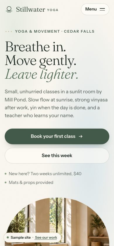 Stillwater Yoga on a phone