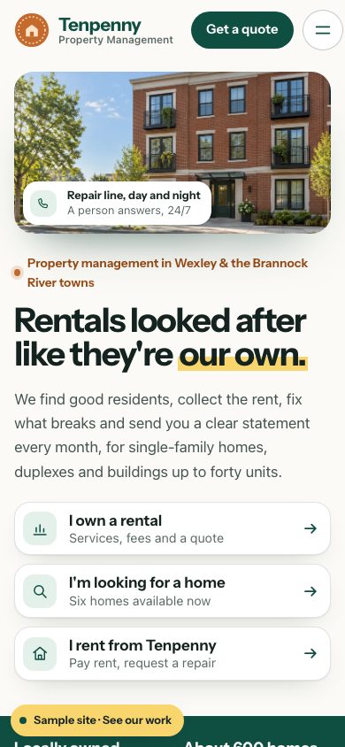 Tenpenny Property Management on a phone