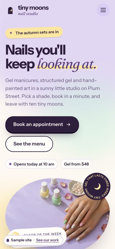 Tiny Moons Nail Studio on a phone