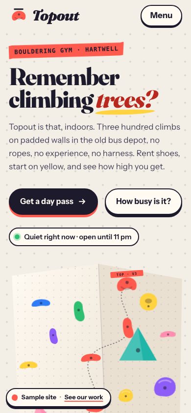 Topout Bouldering on a phone