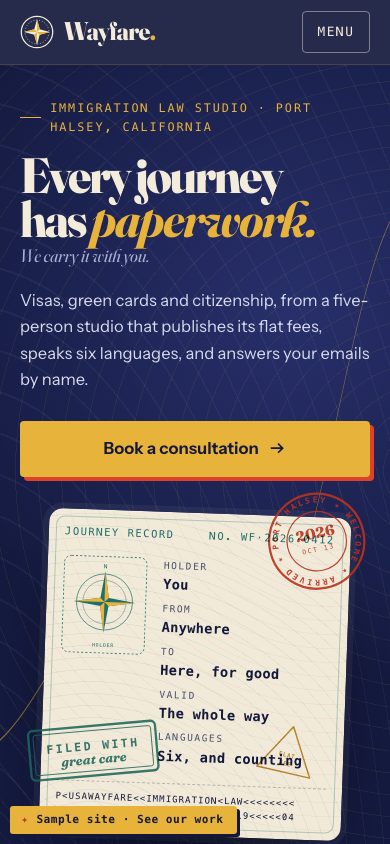 Wayfare Immigration Law on a phone