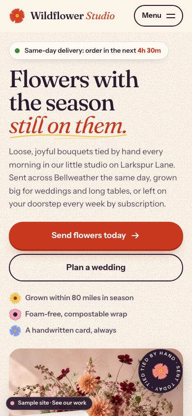 Wildflower Studio on a phone