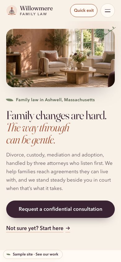 Willowmere Family Law on a phone